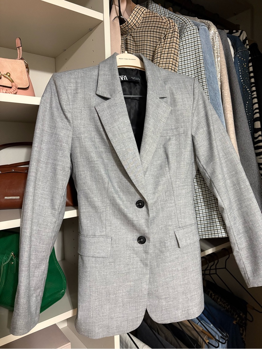 Zara Light Gray Women's Blazer with Black Lining